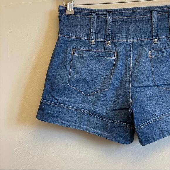 Anthropologie 4 blue jeans shorts high rise button fly Pilcro - Picture 6 of 7